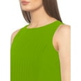 thumbnail image 4 of eloria Women's Georgette Pleated Boat Neck Sleevless Summer Casual Midi Dress, Color : Parrot Green | Size : M, 4 of 5