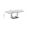 thumbnail image 5 of Mesa de café Benzara flotante con tapa de cristal de metal 71x127x47 cm, 5 of 5