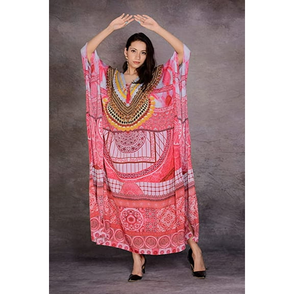 Rastogi Handicraft Long Kaftan Women's Designer Maxi Dress, Swimsuit Cover-ups, Beach Kaftan Digital Printed Design (RH-Big-Kaftan-Design-1)