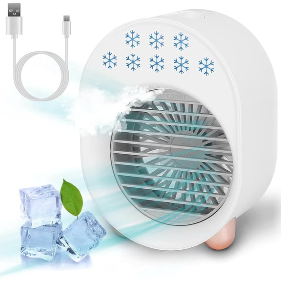 Portable Air Conditioner Fan: Evaporative Air Cooler, Portable Air Conditioner, 4 in 1 USB Mini Water Misting Cooling Fan, for Home, Office, 3 Wind Speeds, 7 Colors Light, Desk Fans Small and Quiet