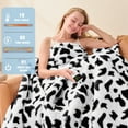 thumbnail image 2 of PMONPA Cow Heated Electric Blanket for Adult, Flannel & Sherpa Heating Blanket with 10 Heat Levels, 1/2/4/8 Hours Auto-Off, 51"x 61", Cow Print Black, 2 of 10
