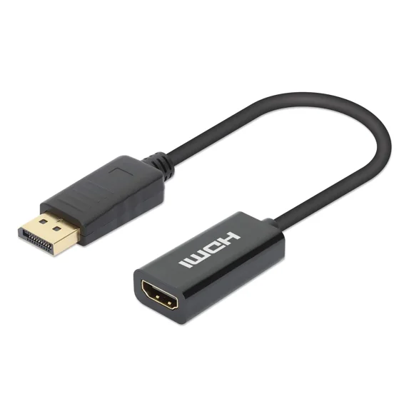 Adaptador Pasivo Manhattan de DisplayPort Macho a HDMI Hembra. Color Negro. Manhattan 153713
