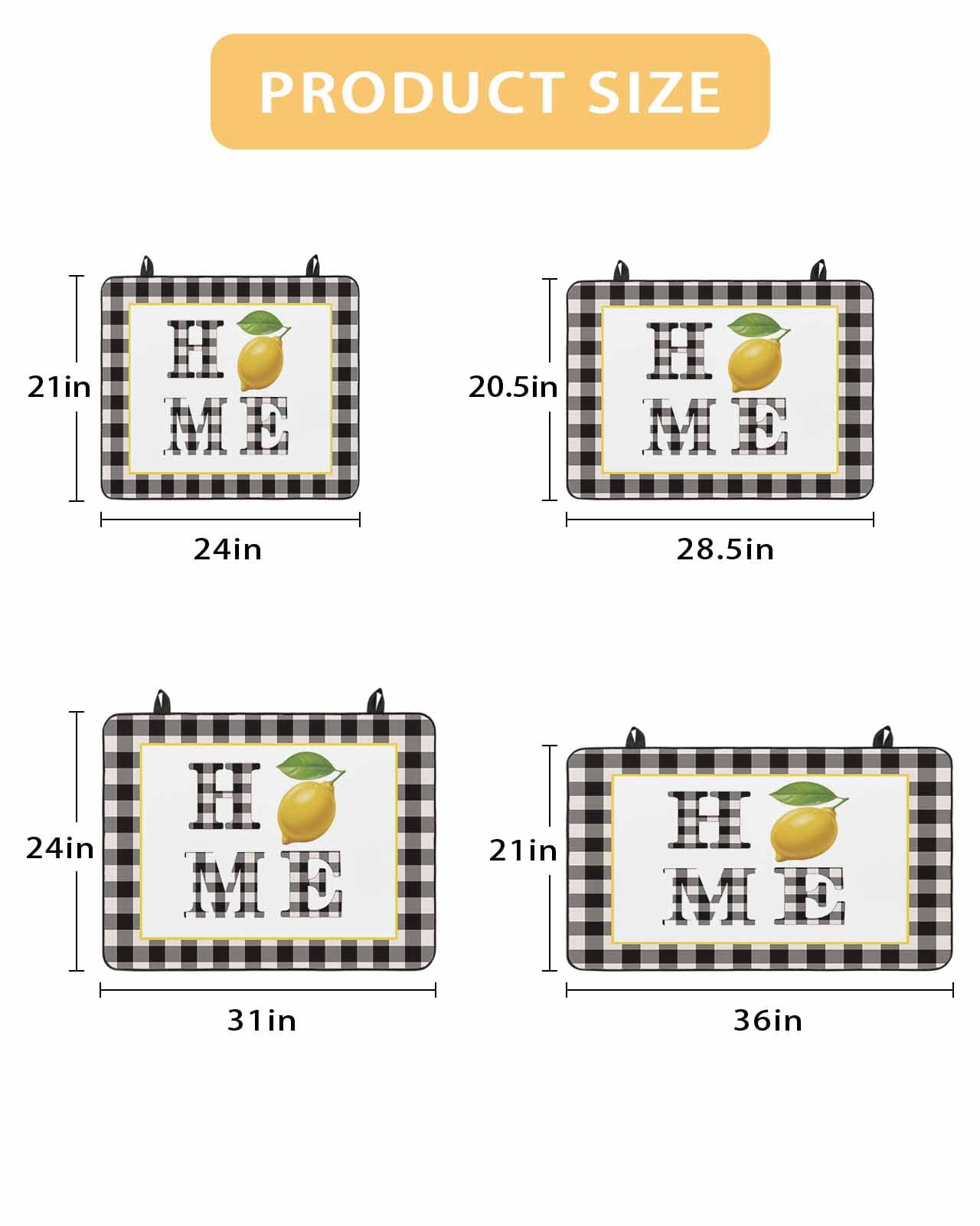 Large Induction Cooktop Protector Mat Lemon Stove Top Covers for Electric Stove, Summer Botanical Black White Plaid Pastoral Decorative Stove Burner Cover Mats, Glass Top Stove Cover
