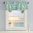 thumbnail image 4 of Valances for Windows Retro Green Seashells Starfish Corals Rod Pocket Short Curtain for Bathroom Living Room Bedroom Underwater World 1 Panel 42x12in, 4 of 9