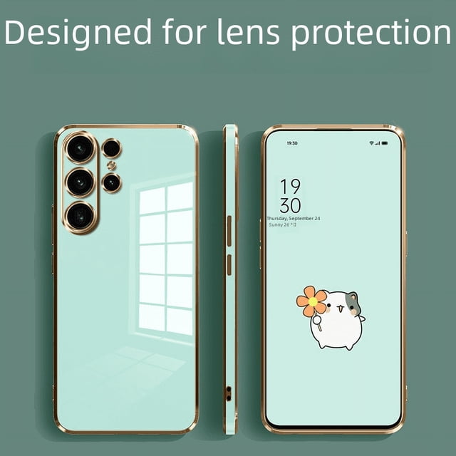 Aplicable a la funda para teléfono móvil Samsung S24Ultra A05s, funda protectora con borde recto 6D galvanizada S22 con todo incluido A15 resistente a caídas A73
