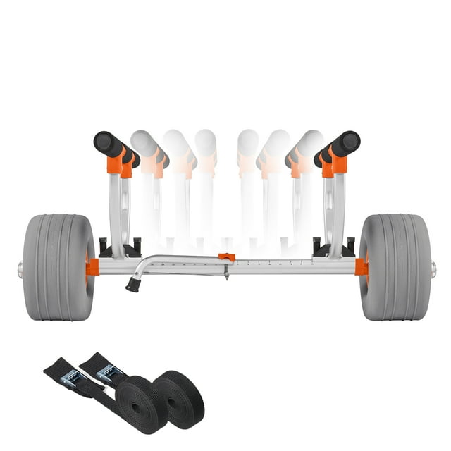 KFFKFF Kayak Cart, 350 lbs Load Capacity, Kayak Trolley with 12-inch Inflatable PU Tires & 2 Straps, Assembles & Disassembles Within Seconds, Paddle Board Trolley