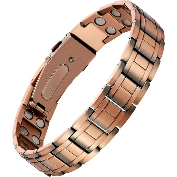 Wollet 99.99% Pure Copper Bracelet for Men with Folding Clasp, Adjustable