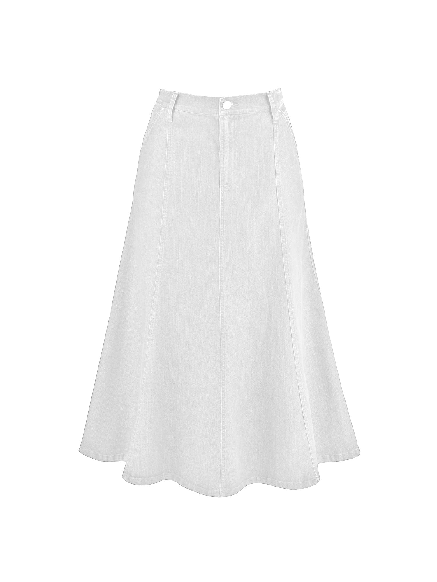 CATALOG CLASSICS Womens Long Denim Skirt Blue Jean Skirts, Midi Length White, 10