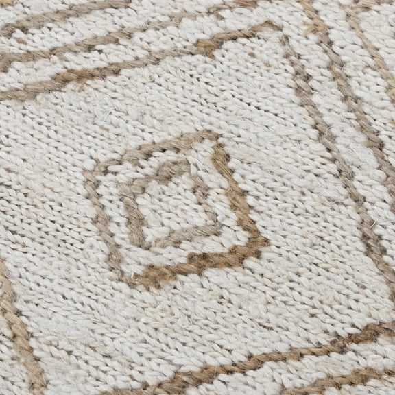 Woven Trends Royal - BNL941 - Contemporary/Modern Style, Geometric Diamond Pattern, Pet & Family Friendly, Living Room, Dining Room, Office, Low Pile Hand Made Jute Area Rug in Beige - 5' x 7'