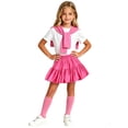 thumbnail image 2 of Odeerbi Niñas 4 Piezas Preppy Traje Manga Corta Camiseta + Falda Plisada En Capas + Chal + Calcetines Escenario Conjunto de Rendimiento, 2 of 8