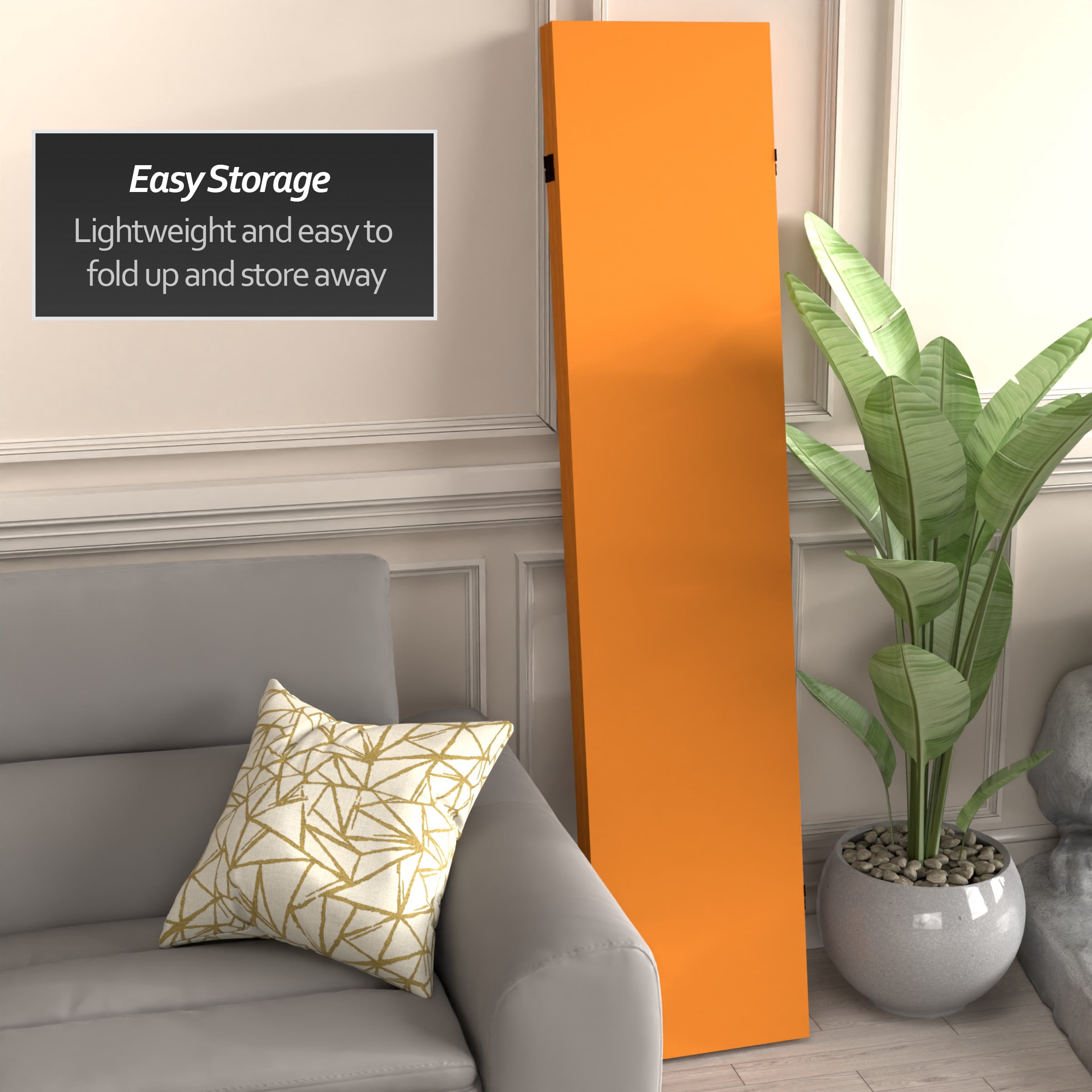 Red Lantern 6 ft. Tall Double Sided Canvas Room Divider with Sienna Color - 3 Panel Freestanding
