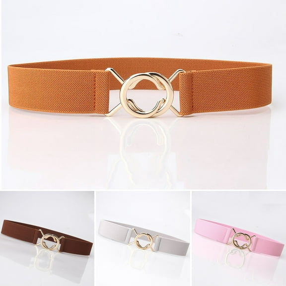 Soumake Women Simple Belt Solid Color Elastic Waistband Adjustable Length Lazy Jeans Belt Dress Slim Belt Costume Accessories