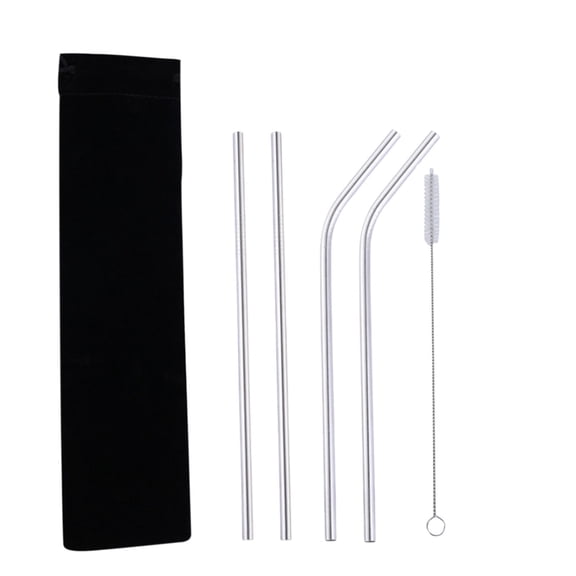 Herrklp Reusable Straws, 304 Color Metal Stainless Steel Straws Portable Set Reusable Bar Drinks Milk Tea Straws 5pc