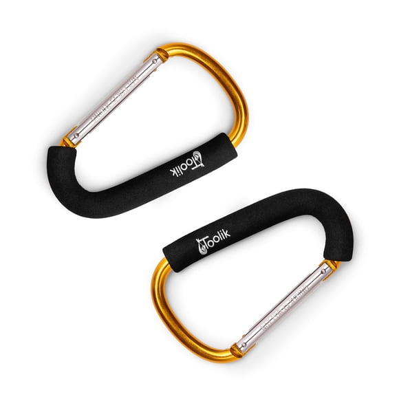Toolik Clip de gancho organizador para cochecito de bebé extragrande para colgar bolsas de pañales (dorado)