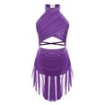 thumbnail image 1 of Raenseen Robe de Danse Ballet Jazz pour Filles, Justaucorps de Patinage Artistique, Strass Brillants, Robe de Bal Sans Manches, Violet 16, 1 of 5