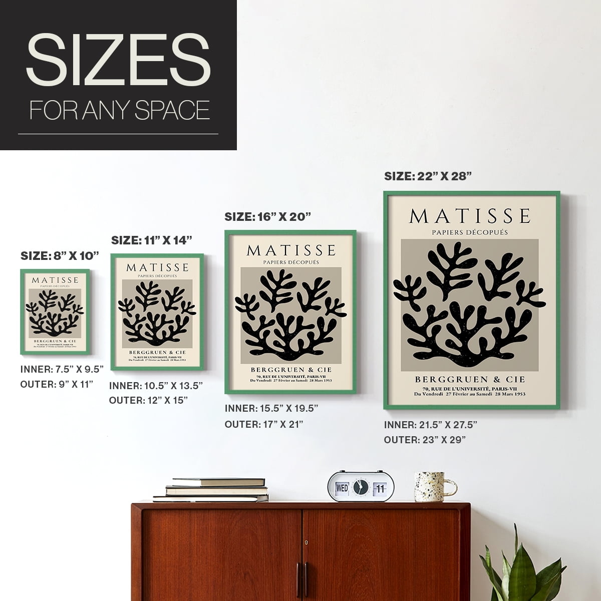 Matisse CLV Framed Print in Green Solid Wood 8 x 10 Framed Print