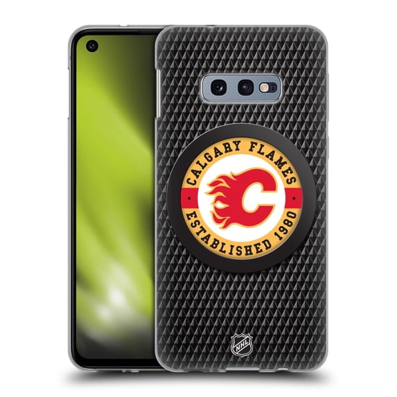 Head Case Designs Officially Licensed NHL Calgary Flames Puck Texture Soft Gel Case Compatible with Samsung Galaxy S10e