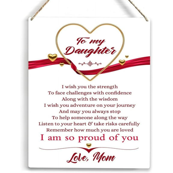 Inspirational Daughter Gift from Mom I Am So Proud of You Wooden Hanging Sign Daughter Gifts Birthday Gifts for Her Daughter Sign for Living Room Home Bedroom Decor 8x10 Inch