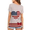 thumbnail image 3 of QLEICOM Womens 4th of July Tops Independence Day Popular American Flag Printed T-shirt Round-neck T Short Sleeve Letters Print Summer Loose Fitting Tee Tops Blouses Hot Pink L, 3 of 6