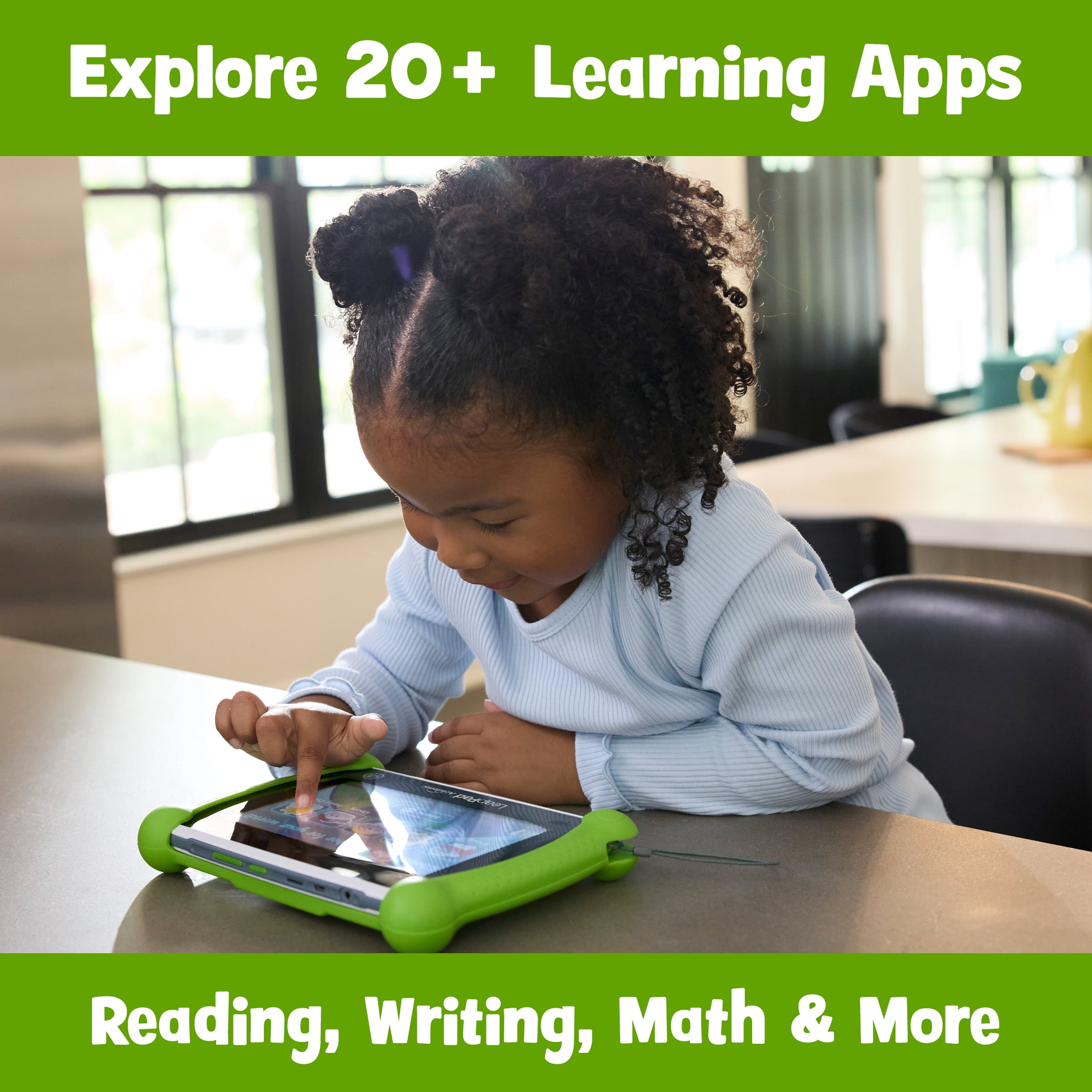 LeapFrog LeapPad Academy Learning Tablet - Green Plastic, Silicone with Accessories, Age Group 3-8 Years Old