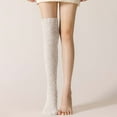 thumbnail image 4 of Xfvqtps Womens Thigh High Socks Coral Fleece Long Tube Solid Color Thickened Warm Winter Over Knee Socks Beige, 4 of 9