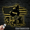 thumbnail image 3 of Craftnamesign Custom Firefighter US Flag Metal Wall Art Led Light, Father's Day Gift for Fireman, 3 of 5