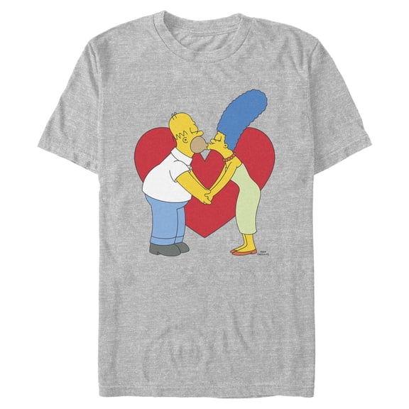Mens The Simpsons Homer and Marge Couple Kiss T Shirt