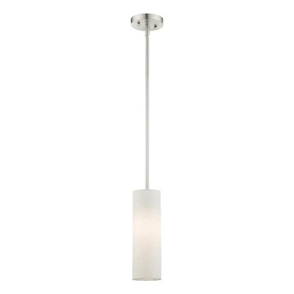 Beaumont Lane 1-Light Metal & Fabric Single Pendant in Brushed Nickel