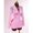 Pink, variant on Women Pink V-Neck Long Sleeve Bodycon Mini Dress Cinched Waist Mesh