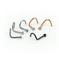 Claire's Women's Stainless Steel 20G Crystal Ball Nose Studs, Screw Closure, 6 Pack, 57918