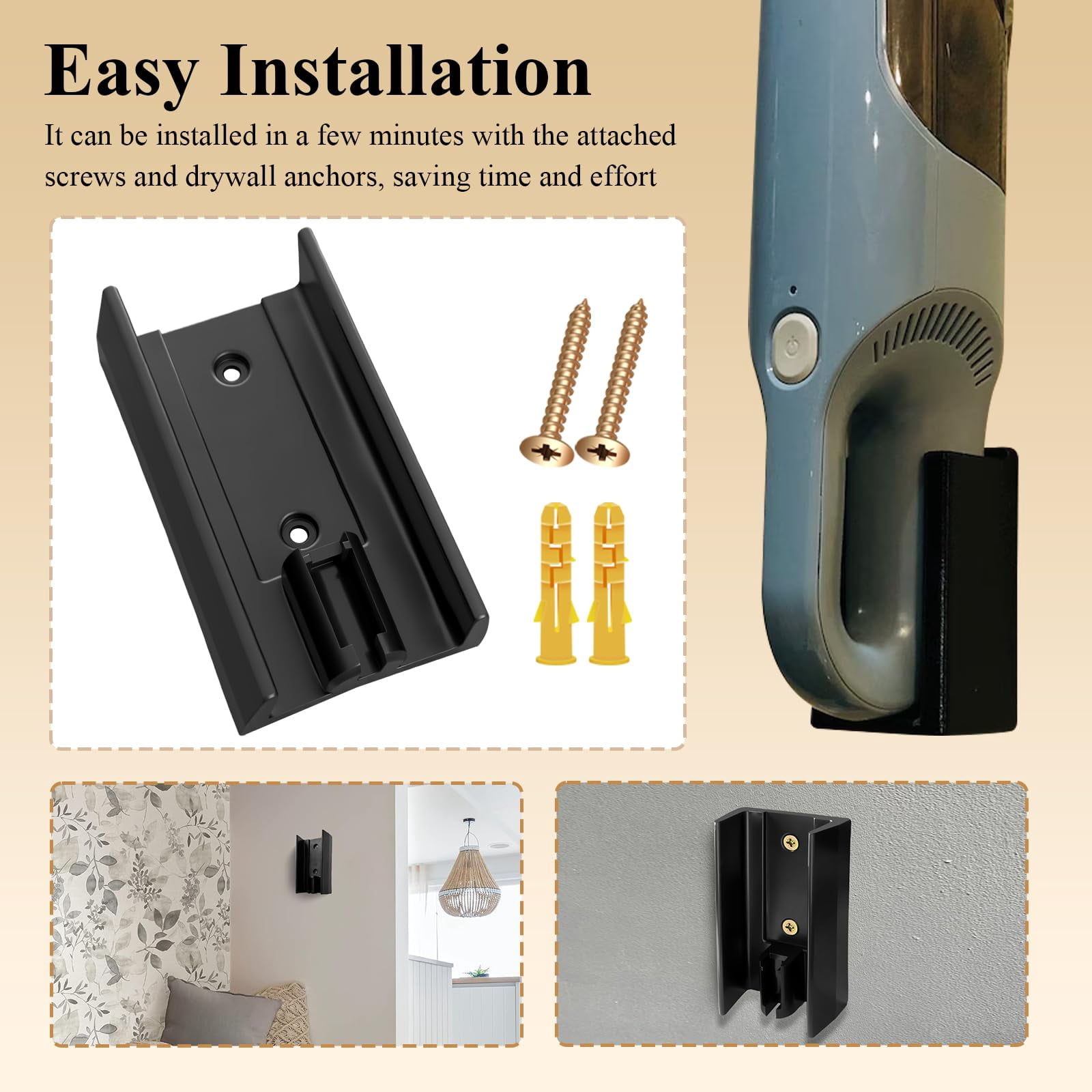 1 Pc Wall Mount Vacuum Holder, Charging Dock, Fit for Shark Ultra Cyclone Handheld Vacuum Model CH951, with Screws & Drywall Anchors, Mounts Easily to the Wall, Save Space & Reduce Clutter