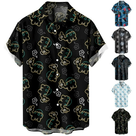 

Toddler Boys Anime Crewneck Button Down Hawaiian Shirt Funny Basic Blouses Regular & Big Man Sizes