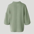thumbnail image 6 of ClodeEU Women's Collar V Neck Batwing 3/4 Dolman Sleeve Blouse,Solid Curved Hem Casual Loose Shirt Top Mint Green,Women's Plus XXL, 6 of 9
