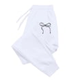 thumbnail image 4 of Womens Sweatpants Bow Print Straight Leg Pants Loose Fit Drawstring High Waist Sweatpants Casual White XXL, 4 of 4
