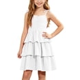 thumbnail image 2 of ITSAME Girls Slip Dresses Tiered Ruffle A-Line Sleeveless Summer Casual Tunic Dress White Size 7, 2 of 9