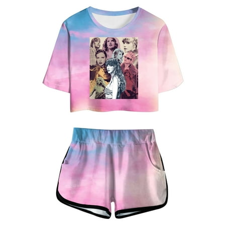 

Hbdhejl Toddler Girls Outfit Shorts Set Short Sleeve Crewneck Top With Short Set Fashion Soft Casual Pajamas Set For Music Fan Hot Pink Size 8-9 Years