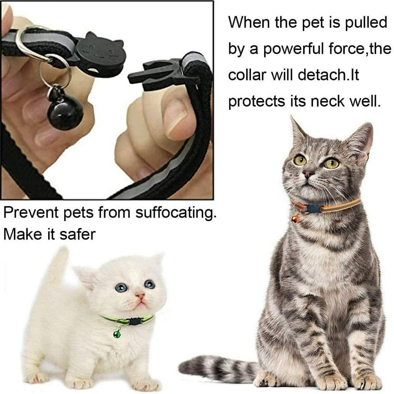 12 Pack Reflective Cat Collar with Bell, Breakaway Adjustable Kitten Collar  with Name Tag for Cats - Walmart.com