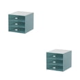 thumbnail image 1 of Wosthever Almacene artículos de papelería con estilo con organizador de almacenamiento de gran capacidad Cajón de plástico Organizador Caja azul Cuadrícula triple 2piezas, 1 of 6
