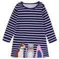 thumbnail image 1 of Vestido Para Niñas, Ropa Para Niñas, Ropa De Otoño Para Niños, Camiseta De Manga Larga, Vestido Bordado A Rayas De Dibujos Animados, Azul Marino Odeerbi LM103-220, 1 of 8