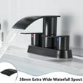 thumbnail image 6 of Kede Waterfall Bathroom Faucet Lavatory 2 Handle 3 Hole 4 Inch Bathroom Sink Faucet Washbasin Faucet with Deck and Pop-up Drain Black Centerset Bathroom Faucet, 6 of 7
