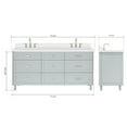 thumbnail image 5 of ARIEL Monroe 73 Inch Double Rectangle Sink Bathroom Vanity With Pure White Quartz Countertop 1.5 Inch Edge In Grey, 5 of 8