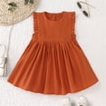 thumbnail image 4 of CYRBOKO Girls Casual Dresses, Stretchy A-line Flutter Sleeve Cotton Summer Dresses Brown Size 2-3 T, 4 of 6