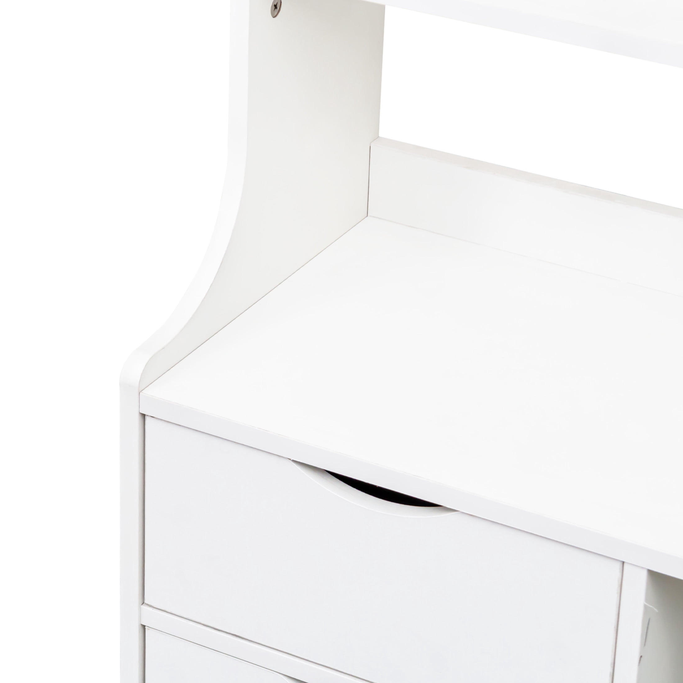 Noble House Savoy 58.11" Nightstand with Bookshelf, Drawers and 4-Tier Open Shelves, Vertical Storage Tower, White