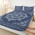 thumbnail image 3 of Manfei Boho Exotic Style Twin Sheet Sets,Retro Victorian Floral Twin Fitted Sheet,White Blue Flat Sheet For Adults,Microfiber Bedroom Decor,3pcs, 3 of 7