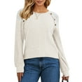 thumbnail image 2 of UVN Blouses for Women Casual Long Sleeve Shirts Dressy Hollow Out Lace Button Tops Fall Lightweight Pullover, 2 of 7