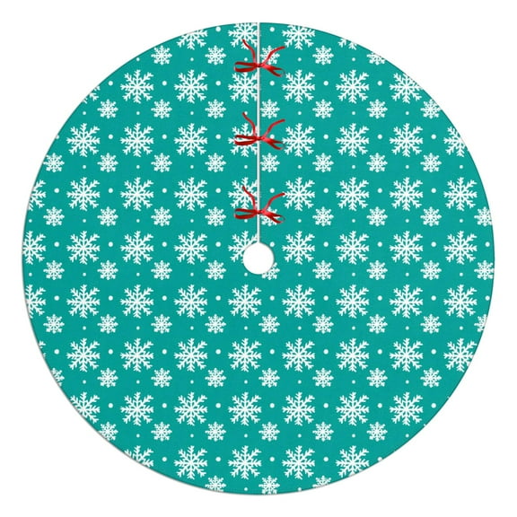 48 Inch Christmas Tree Skirt – Velvet Plush Tree Mat, Soft Thickened Polyester with Red Ties, Single-Sided Printing, Available in 30in/36in/48in, Perfect for Holiday Xmas Tree Decoration