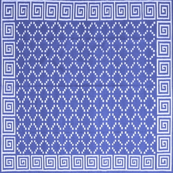 Ahgly Company Indoor Square Abstract Blue Contemporary Area Rugs, 4' Square