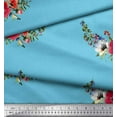 thumbnail image 2 of Soimoi polyester Crepe Fabric Leaves & Anemone Flower Print Fabric by Yard 52 Inch Wide, 2 of 3