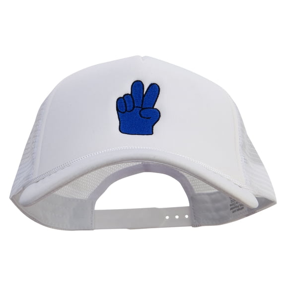 Blue Yeah Gesture Big Size Embroidered Big Foam Mesh Truck Cap - White XL-3XL