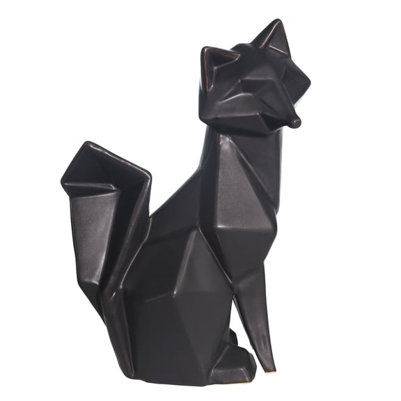 Sagebrook Home Ceramic 10" Modern Fake Fox Figurine, Black